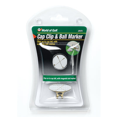 Marca JEF World of Golf Cap Clip w/3 Ball Markers